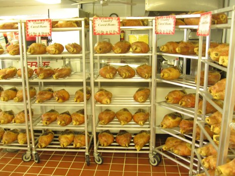 Country hams by the dozen.